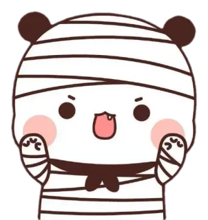 ☺️ Panda, Mummia, Carino, Halloween, Cartone animato, Animale telegram sticker