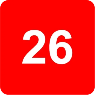 🟥 26 numero, rosso, bianco, 26, adesivo, badge telegram sticker