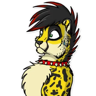 😱 guepardo, dibujos animados, animal, furry, collar, triste, llorando telegram sticker