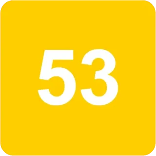 🟨 53 numero, giallo, adesivo, 53 telegram sticker