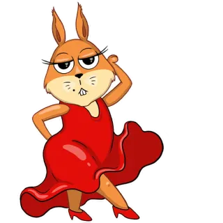 🐿 wiewiórka, sukienka, kreskówka, zwierzę, moda, taniec telegram sticker