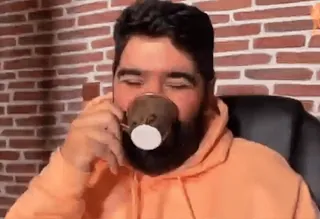 ๐ pria, minum, kopi, berjenggot, potret telegram sticker