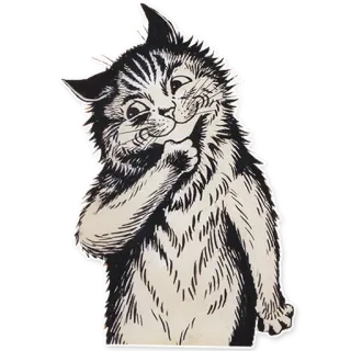 🤔 cat, kitten, animal, drawing, sticker, vintage telegram sticker