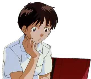 😯 Shinji Ikari Neon Genesis Evangelion Anime, Shinji, Ordinateur, Nerveux, Eva telegram sticker