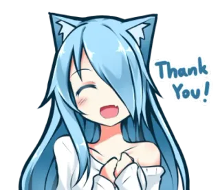 😘 Thank You! Anime, Grazie, Ragazza, Orecchie da gatto, Carino, Kawaii telegram sticker