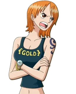 😤 Nami One Piece GOLD Anime, One Piece, Nami, Personaje, Enojado, Dibujos animados whatsapp sticker