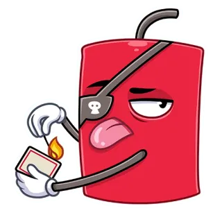 😛 kartun, dinamit, bajak laut, korek api, bahan peledak, karakter kartun, merah telegram sticker