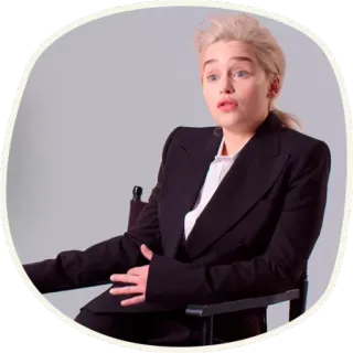 😑 Emilia Clarke Schauspielerin, Frau, Porträt, Prominente, Anzug telegram sticker