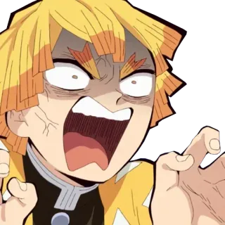😱 Zenitsu Agatsuma Demon Slayer Anime, Demon Slayer, Zenitsu, Desenho animado, Expressão, Assustado telegram sticker