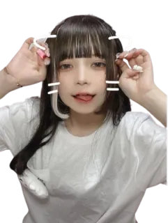😃 vrouw, portret, tong, oren, haar, schattig telegram sticker