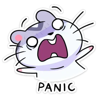 😱 PANIC パニック, 困惑, ストレス, ハムスター, 怖い, アニメ telegram sticker