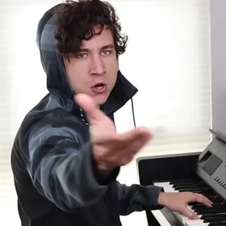 👆 man, piano, keyboard, music, hoodie, person telegram sticker