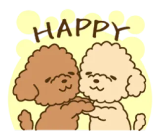 🤗 HAPPY cachorros, poodles, fofo, feliz, amizade, animais whatsapp sticker