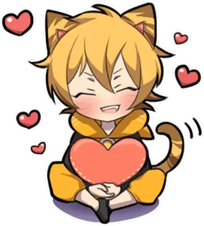 💛 만화, 애니메이션, 고양이, 귀여운, 사랑, 하트 telegram sticker