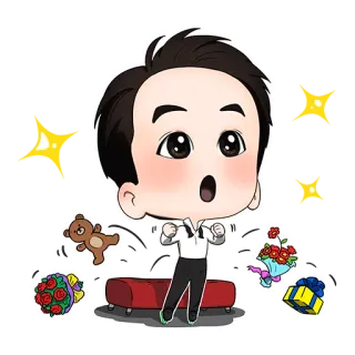 💪 Kartun, Karakter, Hadiah, Buket, Boneka beruang, Kejutan whatsapp sticker
