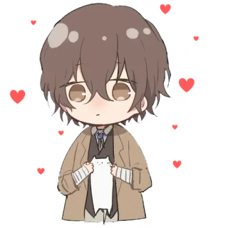 ✨ Osamu Dazai Bungo Stray Dogs Anime, Chibi, Mono, Corazones, Fanart, Kawaii, Dazai telegram sticker