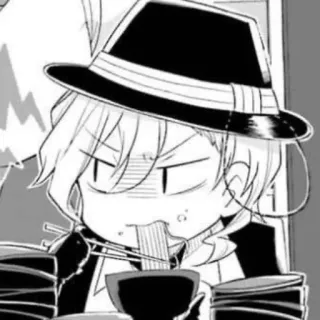 🍜 anime, manga, eating, noodles, hat telegram sticker