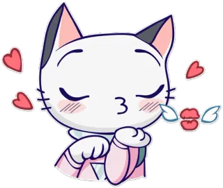 💋 gato, beso, corazones, amor, animal, lindo, pegatina whatsapp sticker