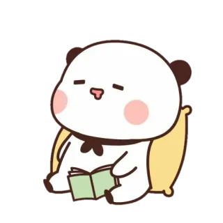 💘 Panda, Kreskówka, Czytanie, Słodki, Kawaii, Zwierzę telegram sticker