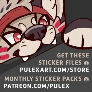 ©️ GET THESE STICKER FILES @ PULEXART.COM/STORE MONTHLY STICKER PACKS @ PATREON.COM/PULEX adesivo, arte, animal, desenho animado, publicidade, loja online, merchandise whatsapp sticker