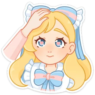 😍 cabelo loiro, menina, fofa, kawaii, pastel, desenho animado, animado telegram sticker