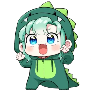 🍟 Anime, Cartoon, Dinosaurus, Chibi, Schattig, Personage, Kawaii telegram sticker