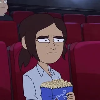 😕 film, guardare, popcorn, cinema, cartone animato, teatro, donna telegram sticker