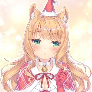 🌟 애니메이션 여자, 크리스마스, 고양이 귀, 귀여운, 카와이 telegram sticker