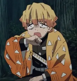 🌟 Zenitsu Agatsuma Demon Slayer anime, demon slayer, zenitsu, scared, crying, manga, character telegram sticker
