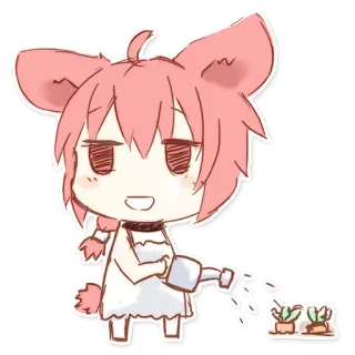 😇 Anime, Bình tưới, Dễ thương, Chibi, Cây, Làm vườn telegram sticker