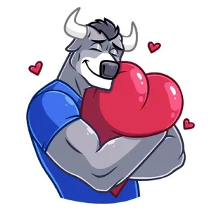 ❤️ 의인화, 황소, 동물, 하트, 사랑, 포옹, 퍼리, 만화 telegram sticker