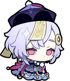 😒 Qiqi Genshin Impact 令脈圣哥 치치, 원신, 좀비, 애니메이션, 비디오 게임, 귀여운, 치비 telegram sticker