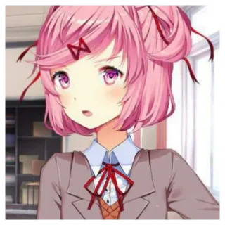 😯 Natsuki Doki Doki Literature Club! Anime, Mädchen, süß, Manga, pinke Haare, DDLC, Doki Doki Literature Club telegram sticker