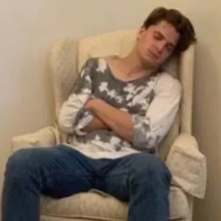 💤 mann, schlafend, stuhl, lässig, drinnen, ausruhen telegram sticker
