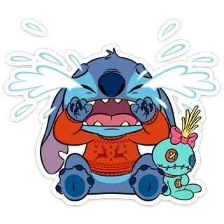 😭 Stitch ลิโล่ แอนด์ สติทช์, ร้องไห้, เศร้า, การ์ตูน, ดิสนีย์ telegram sticker