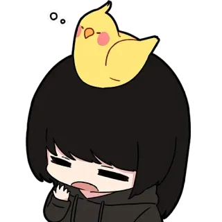 🥱 bird, head, cute, anime telegram sticker