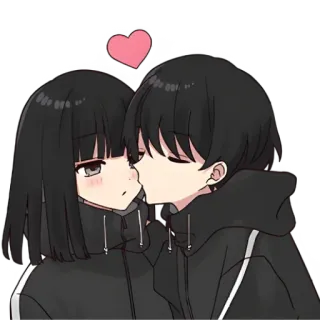 ❤️ anime, couple, love, kiss, cute telegram sticker