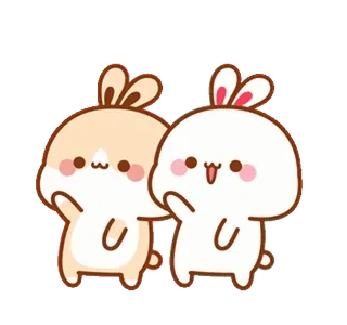 👯 thỏ, dễ thương, kawaii, hoạt hình, động vật, tình bạn whatsapp sticker