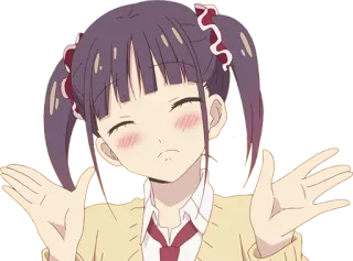 👐 Anime, Menina, Encolhendo os ombros, Incerto/a, Fofo/a, Desenho animado, Expressão telegram sticker