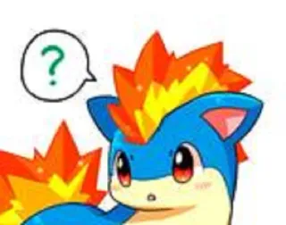 ❔ Cyndaquil Pokemon 宝可梦, 火球鼠, 动漫, 游戏, 问题, 卡哇伊, 可爱 telegram sticker