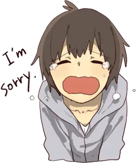 😭 I'm sorry przeprosiny, smutny, płacz, przykro mi, anime, emocjonalny, zdenerwowany telegram sticker