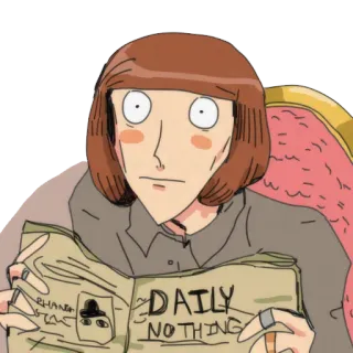 😶 DAILY NOTHING cotidiano, periódico, leyendo, dibujo animado, persona, silla telegram sticker