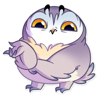 😕 burung hantu, kartun, burung, binatang, stiker telegram sticker