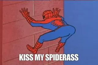 😽 Spider-Man KISS MY SPIDERASS Spiderman, Küss meinen Spinnenarsch, Marvel, lustig, beleidigend telegram sticker