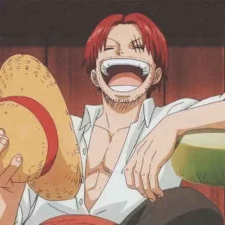 😄 Shanks One Piece anime, one piece, shanks, shanks pelo rojo, yonko, pirata, sombrero de paja telegram sticker