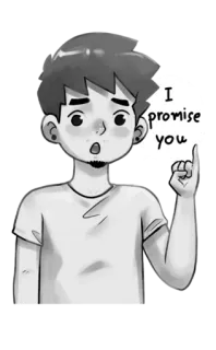 🤞 I promise you promessa, personaggio, uomo, cartone animato, adesivo telegram sticker