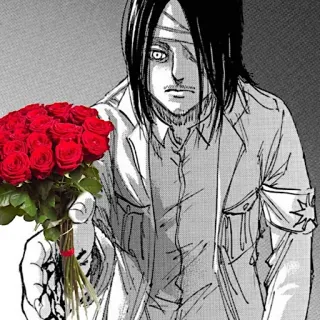 🥀 Eren Yeager Attack on Titan Eren Jäger, Attack on Titan, Anime, Blumen, Rosen, Manga telegram sticker