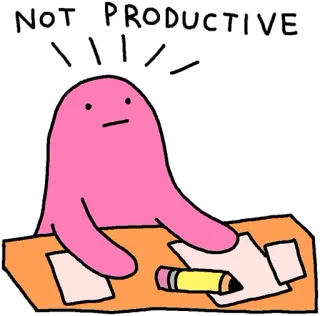 🙌 NOT PRODUCTIVE Procrastinación, Improductivo, Perezoso, Dibujo animado, Mancha, Escritorio, Lápiz, Papel telegram sticker