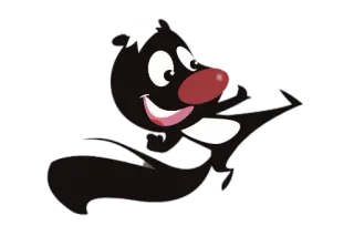 🍒 скунс, мультфильм, животное, черный, белый, милый telegram sticker