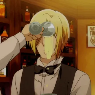 🧡 PARTY TIME Аниме, Бармен, Бар, Очки, Напиток telegram sticker